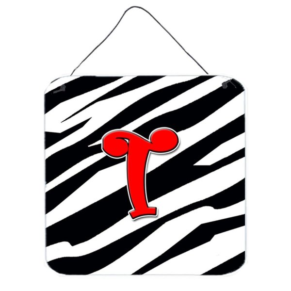 Micasa Letter T Initial Monogram Zebra Red Aluminium Metal Wall Or Door Hanging Prints MI236351